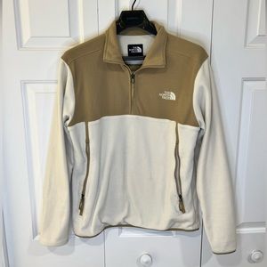Mens Northface Fleece 3/4 zip size medium beige and tan
